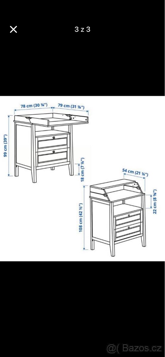 Přebalovací stůl/komoda, bílá SUNDVIK Ikea - 6