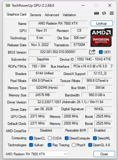 Sapphire AMD Radeon RX 7900 XTX PULSE 24GB VRAM - 6