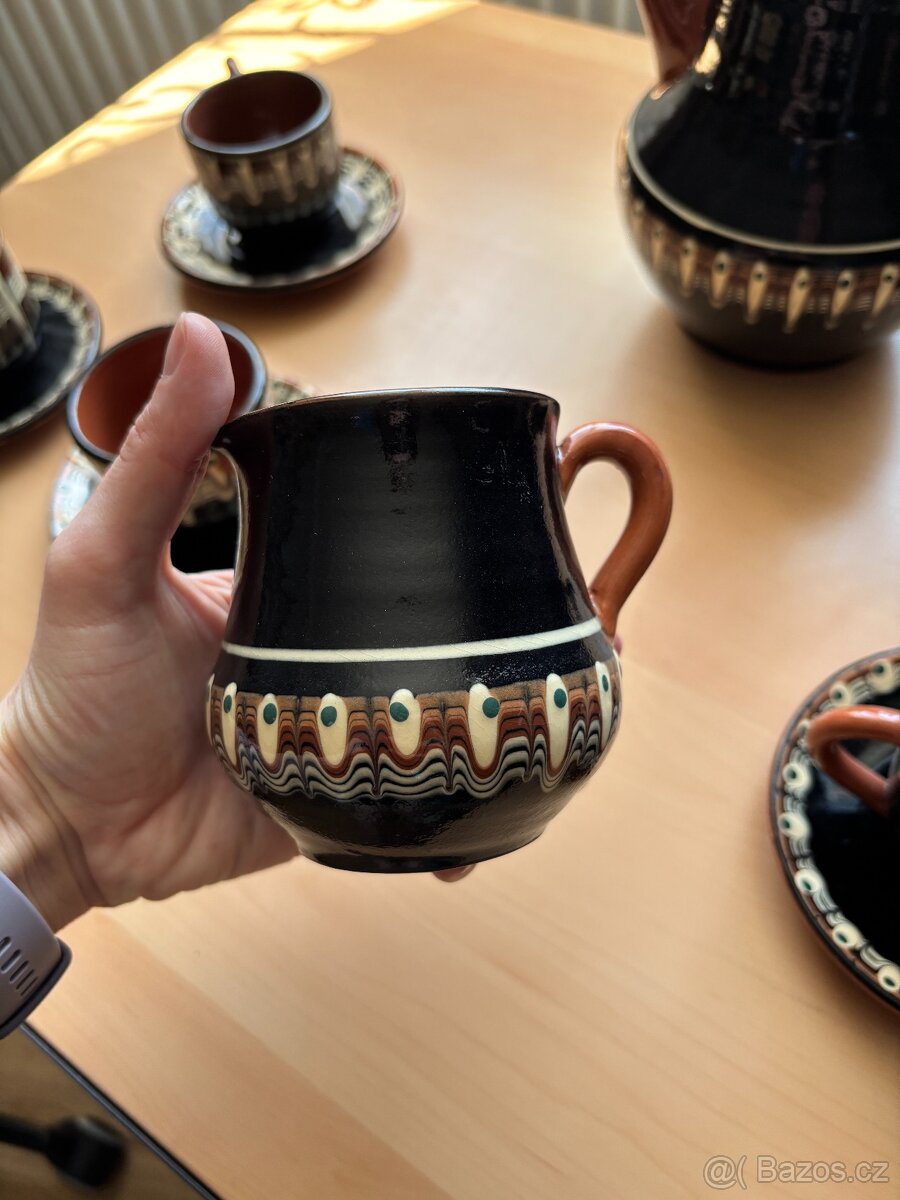 Bulharská retro čajová souprava - černá - 6