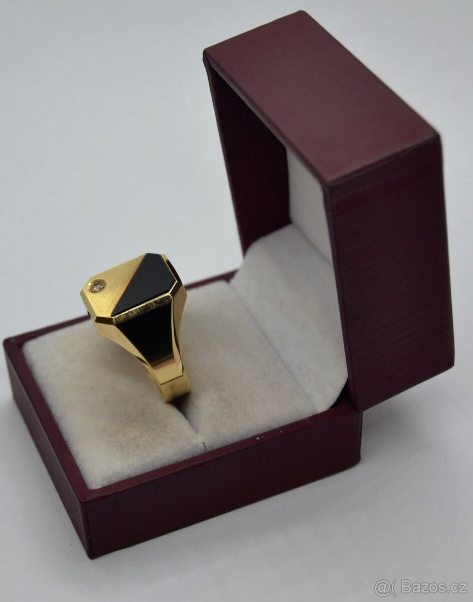 Zlatý pánský prsten s briliantem - 6
