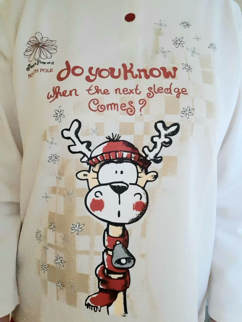 Relax oblečení / Teplé pyžamo se sobem - vel. L - 6