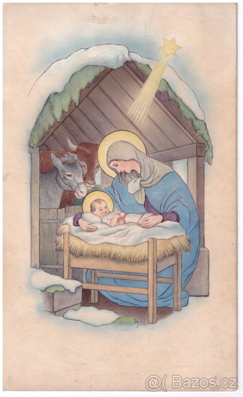 Starožitný ručně malovaný svatý obrázek, 8ks - SLEVA - 6