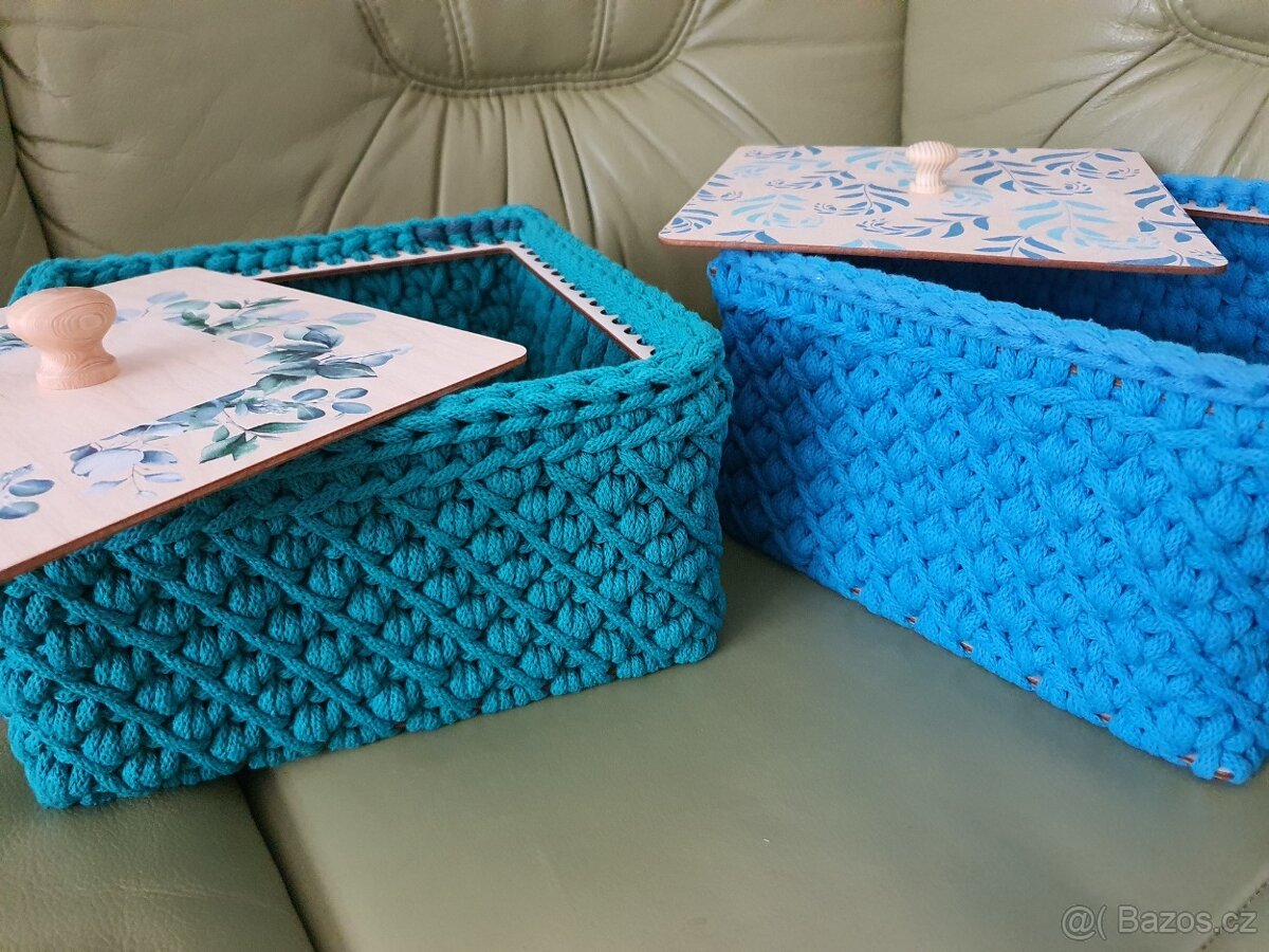 sbírka - sada háčkovaných úložných košů - 6