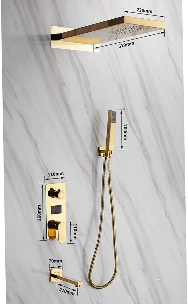 Moderní podomítkový sprchový set s LED a LCD displayem - 6