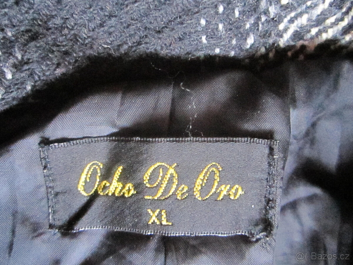 Kabát černo bílý s páskem, vel. M/L, polyester - 6