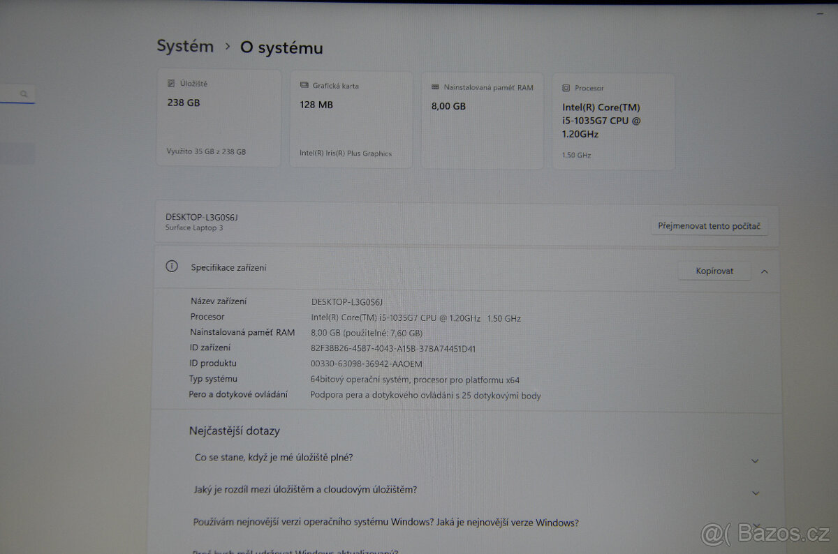 Microsoft Surface Laptop 3 i5/8GB/SSD 256GB/dotyk - 6