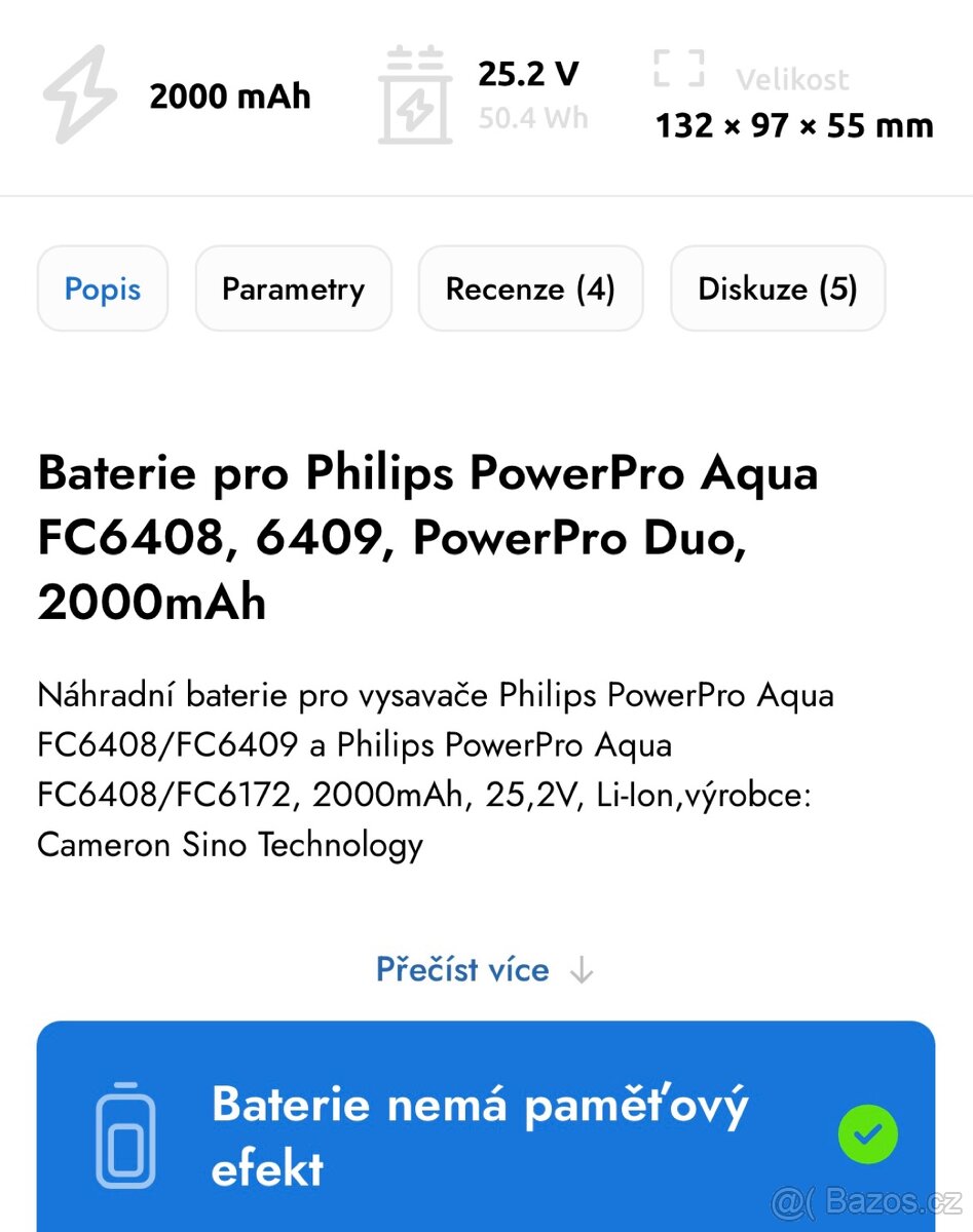 Baterie pro Philips Power Pro - NOVÁ - v záruce - 6