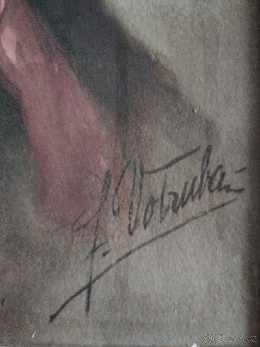 obraz ROŠŤANDA S CIGARETOU portrét, olej, František Votruba - 6