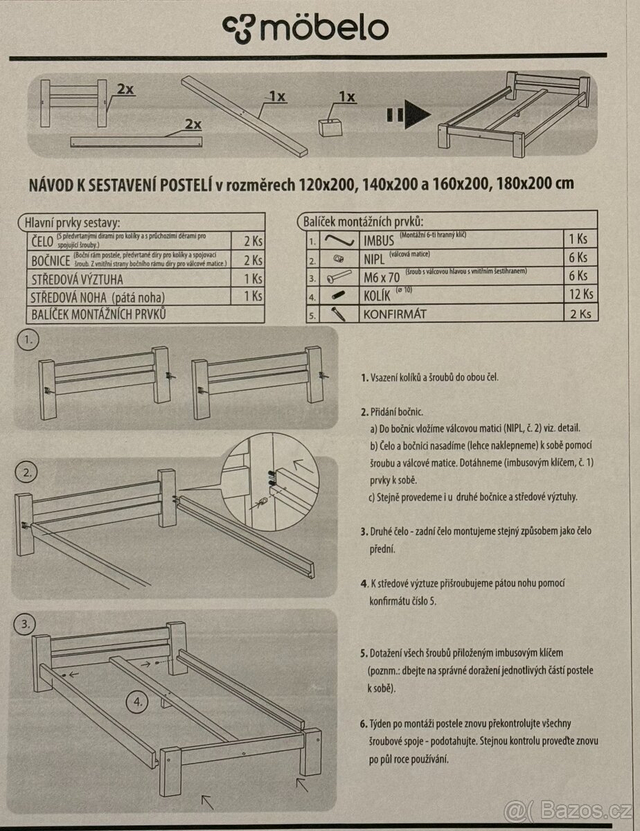 Rám postele Nika 120 x 200 cm - 6