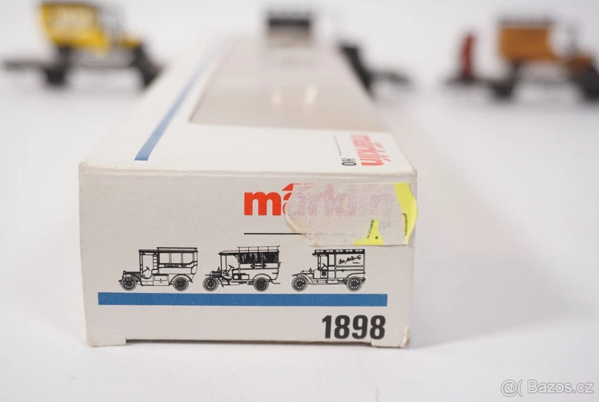 Märklin H0 1898 set 3 veteránů + 3x Marklin plošinový vůz - 6