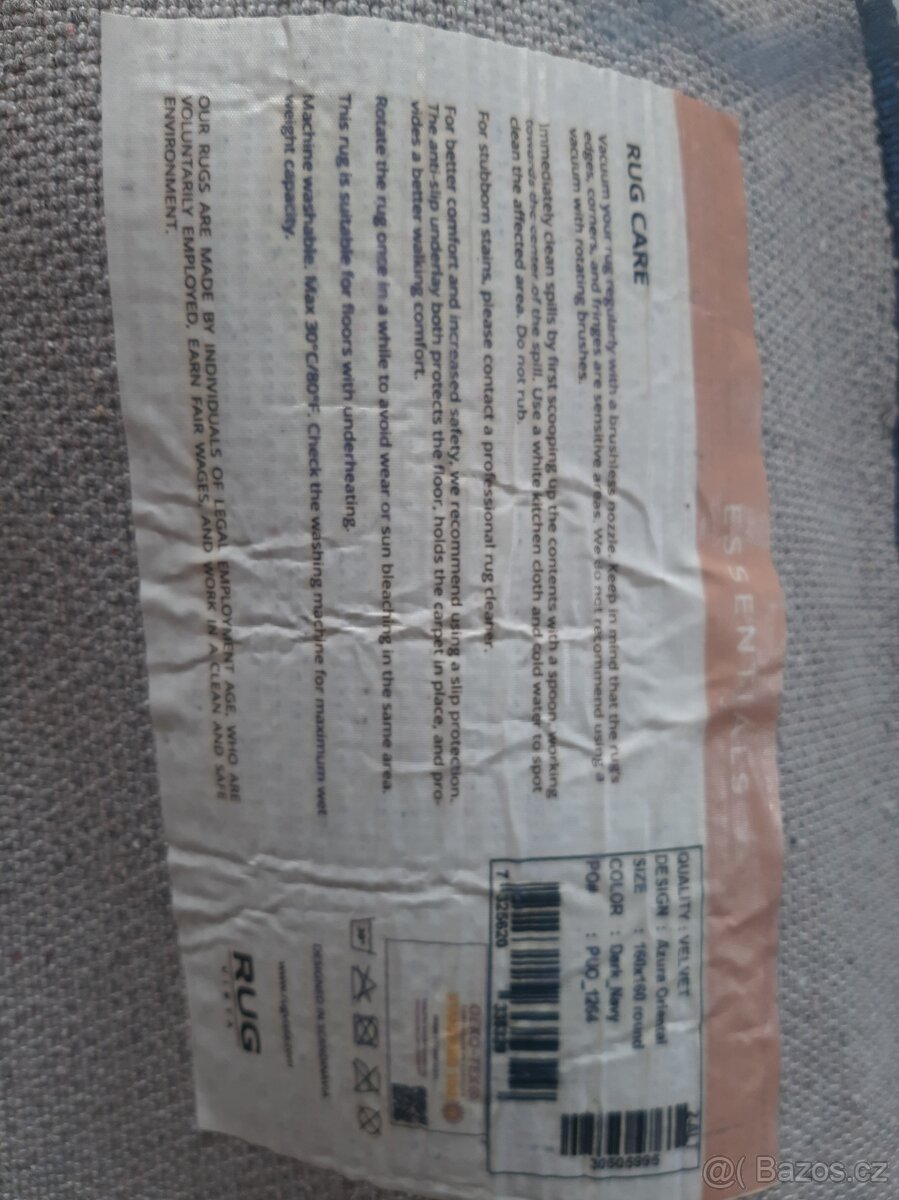 Prodám turecký bavlněný koberec 160×160 - 6