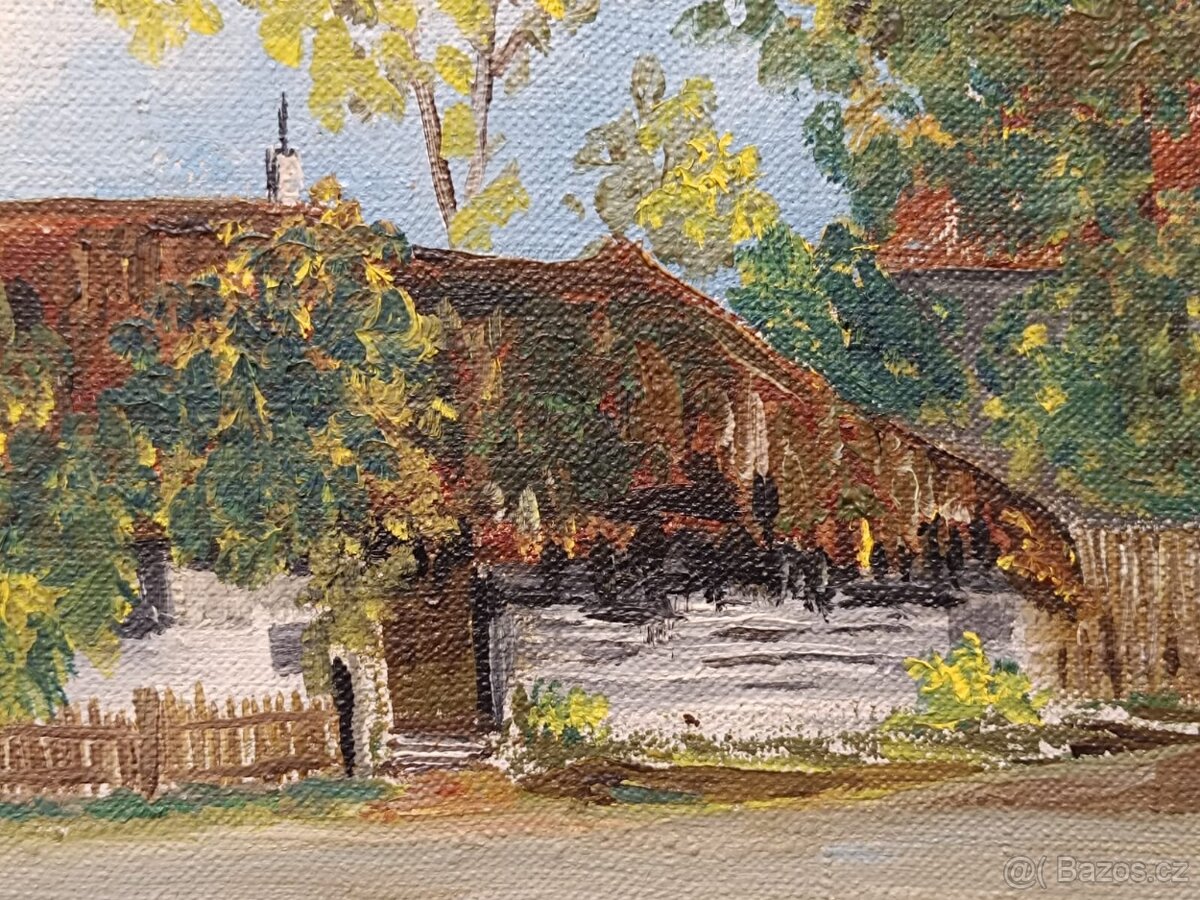 Obraz Mašek, Jihočeská ves 1962, olej 46x51 - 6