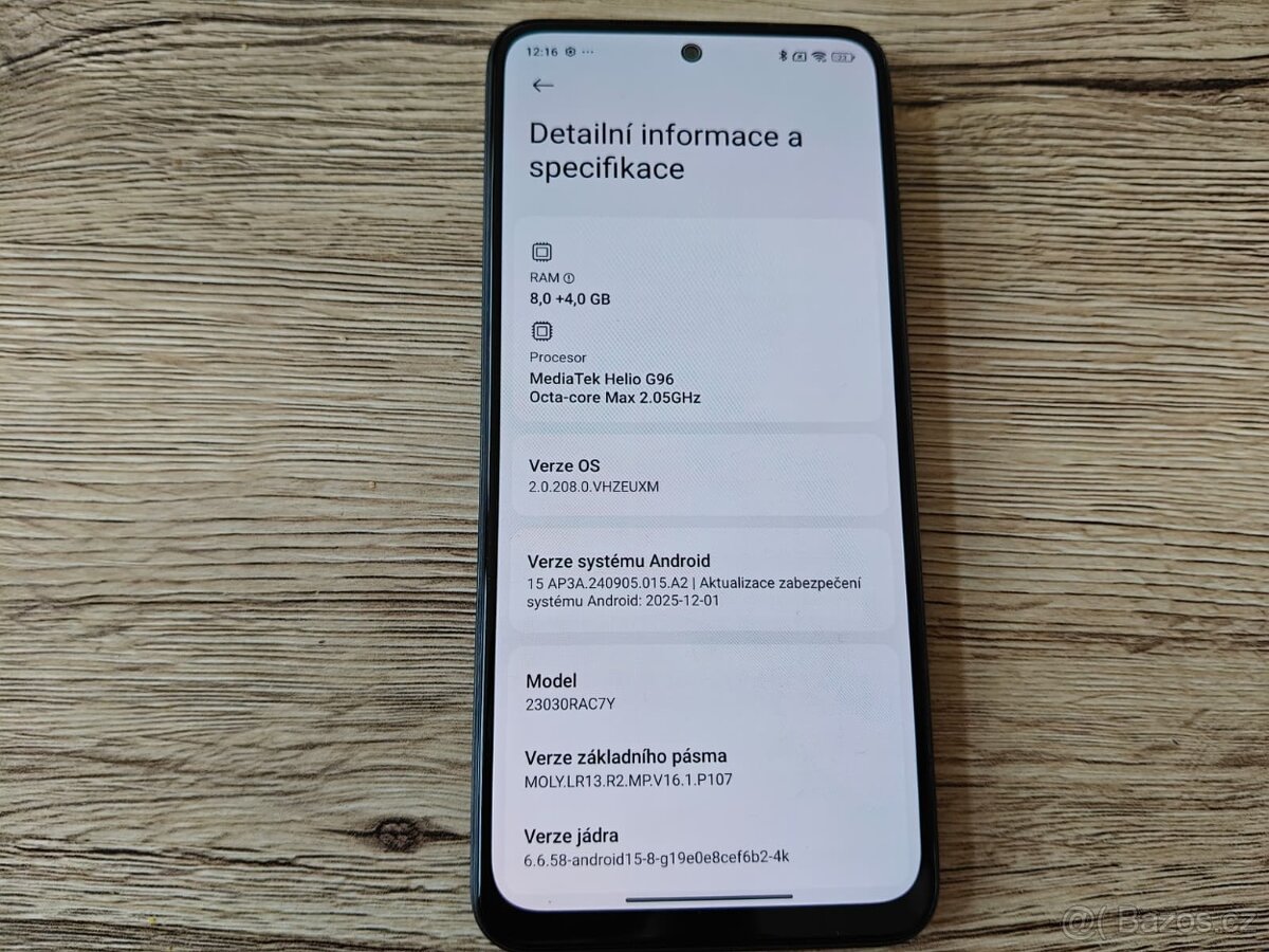 Xiaomi Redmi Note 12S 8GB+4GB/256GB Black,Android 15 - 6