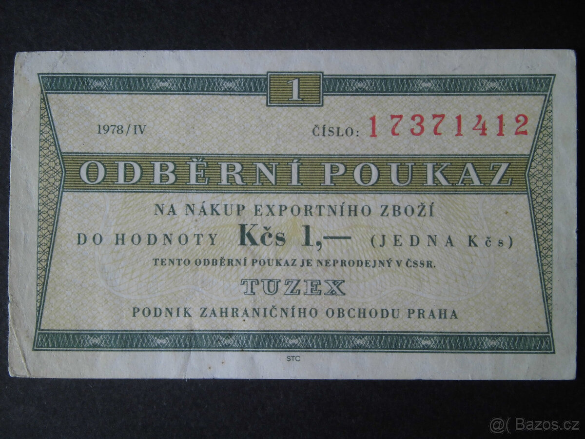 Tuzexové poukázky " 0,50Kčs a 1Kčs " - 6