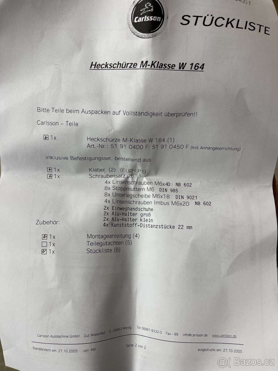 Spodní část nárazníku Carlsson na MB ML W164 - 6