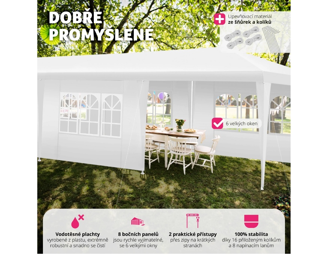 Pavilon - zahradní stan 6x3m skládací šedý - 6