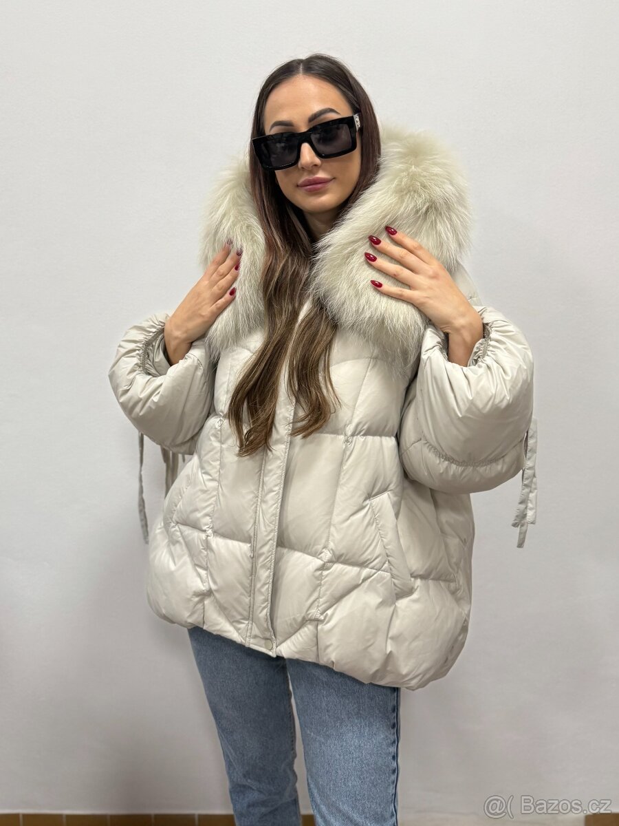 Dámská péřová bunda s pravou liščí kožešinou - 6