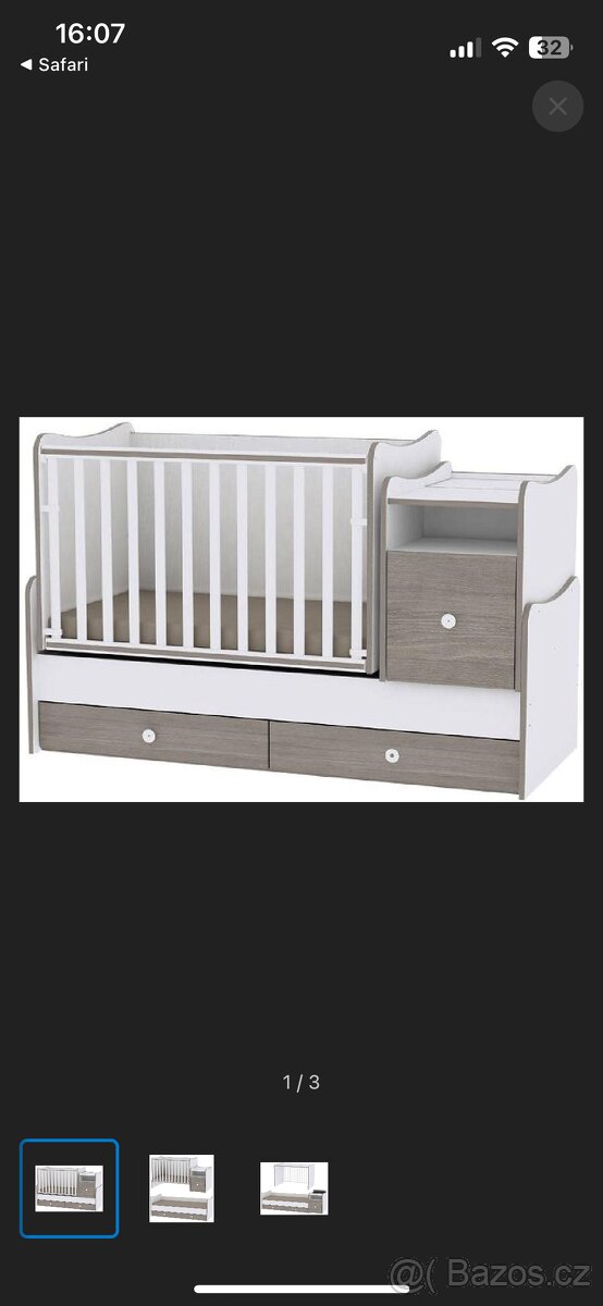 Multifunkční postýlka, postel, přebalovací pult - 6