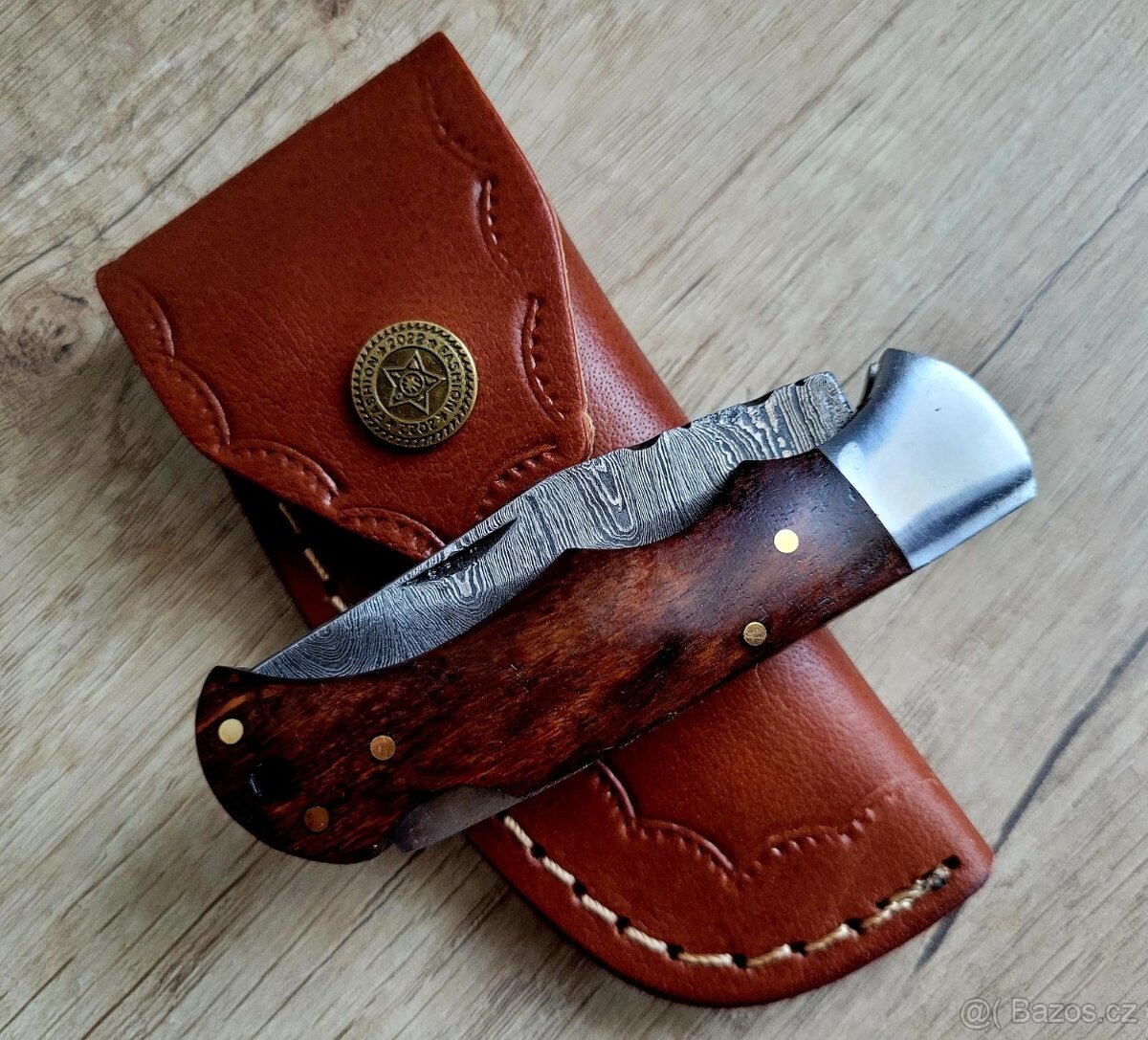 kapesní Damaškový nůž CLASSIC+ 17 cm s koženým pouzdrem - 6