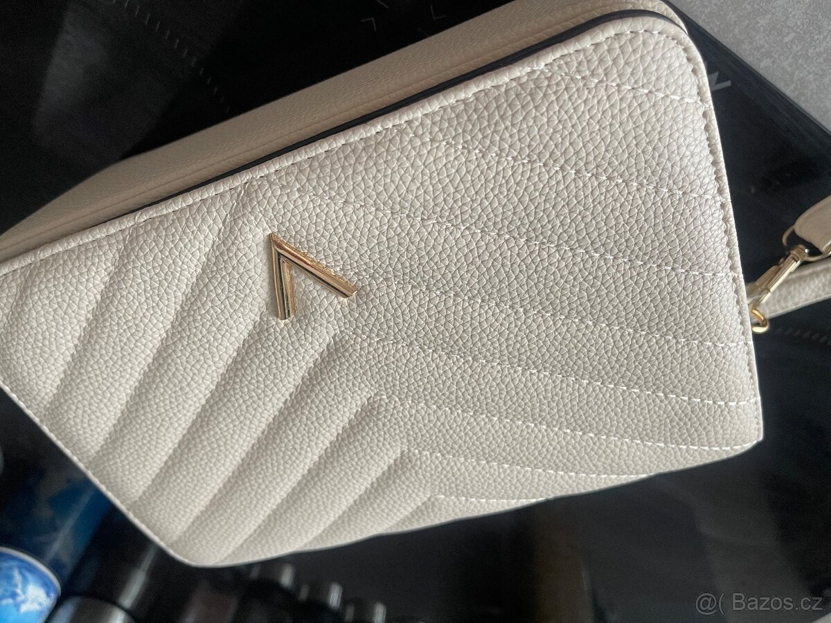 Kabelka nova bila smetana , kožená - 6