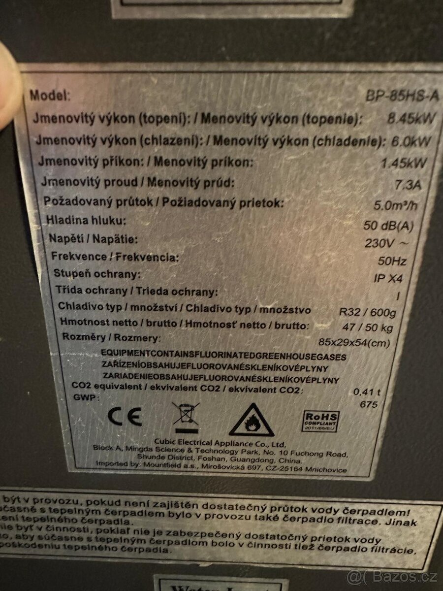 Tepelné čerpadlo Azuro 8,45 kW, BP-85HS-A + trojcestný vent - 6