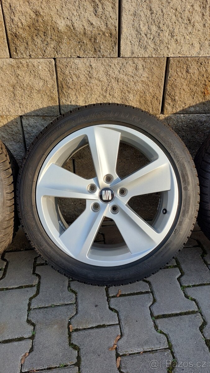 Alu kola 5x112 r17 Seat FR originá Cupra zimní pneu - 6