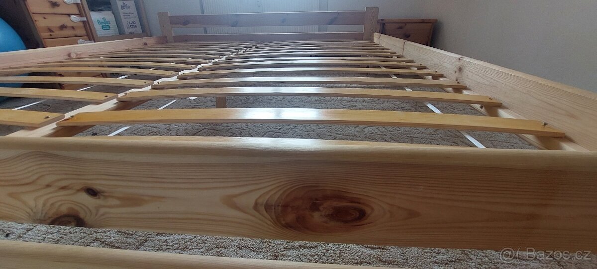Postel 180x200 cm, masiv borovice - 6