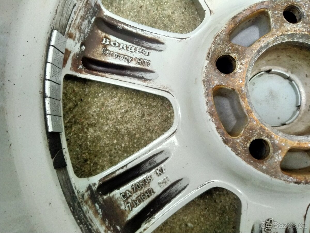 Alu kola Borbet 7J x r16, 5x112, ET 38, Letní pneu - 6