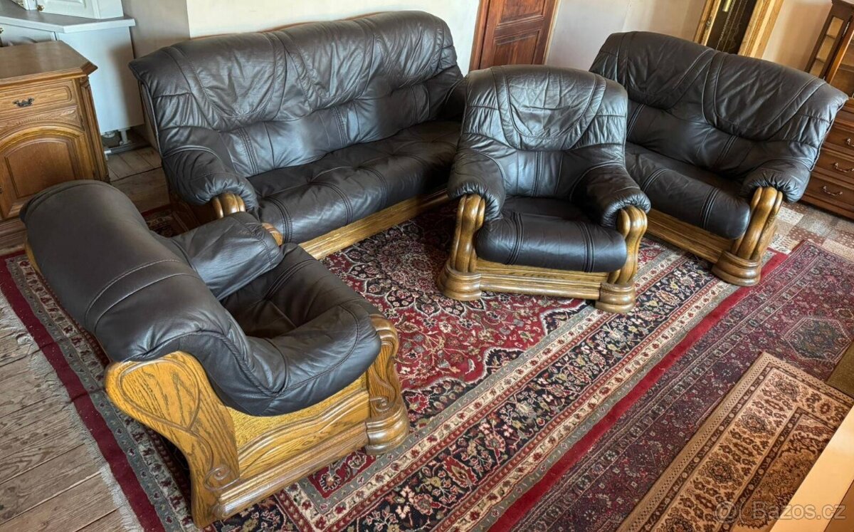 Rustikální kožená sedací souprava,6089 - 6