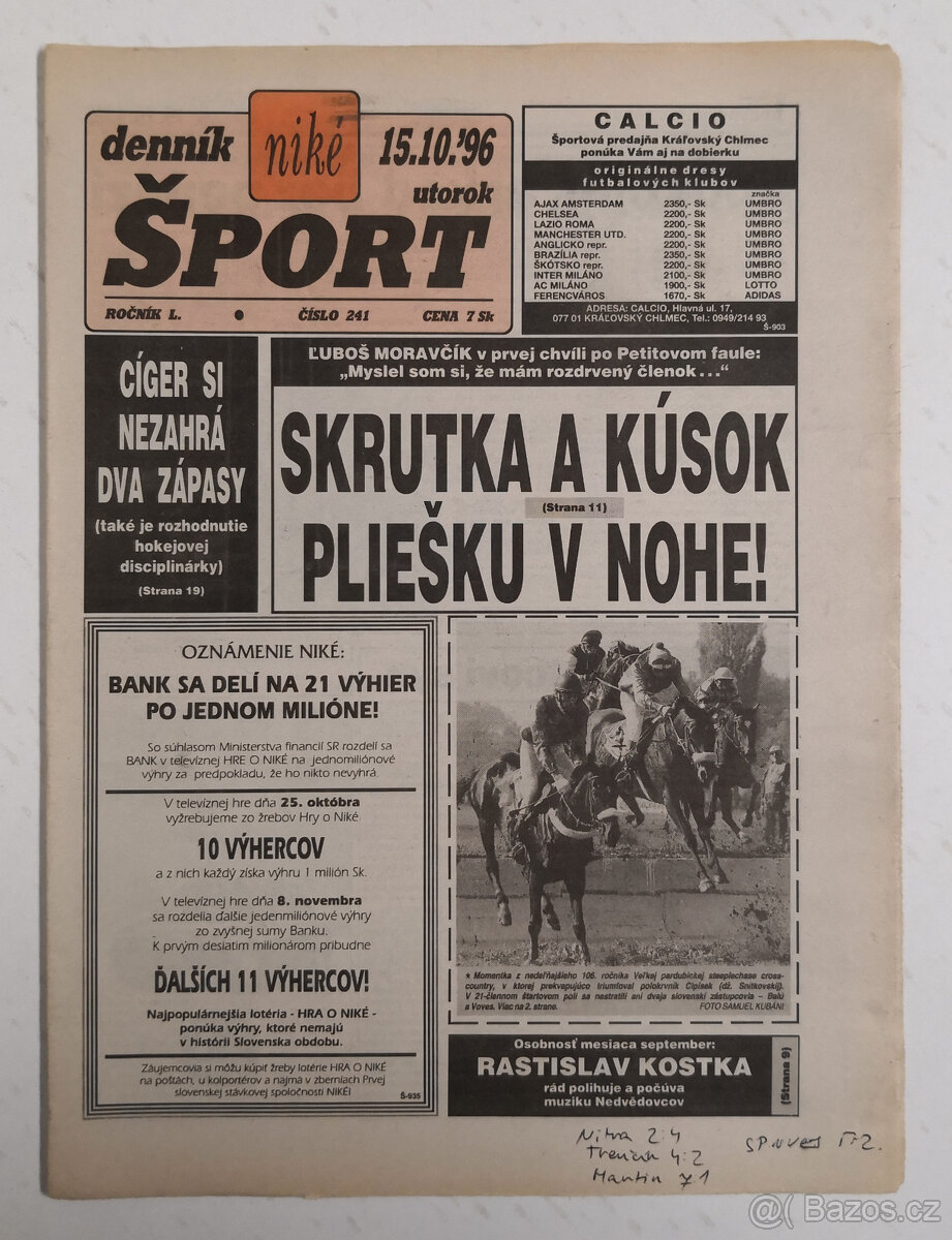 Staré noviny Denník Šport 2 - 6
