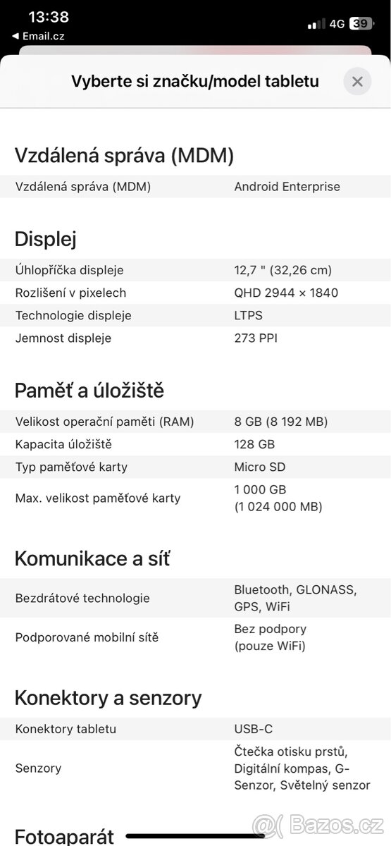 Tablet Lenovo 12,7’’ + kryt - 6