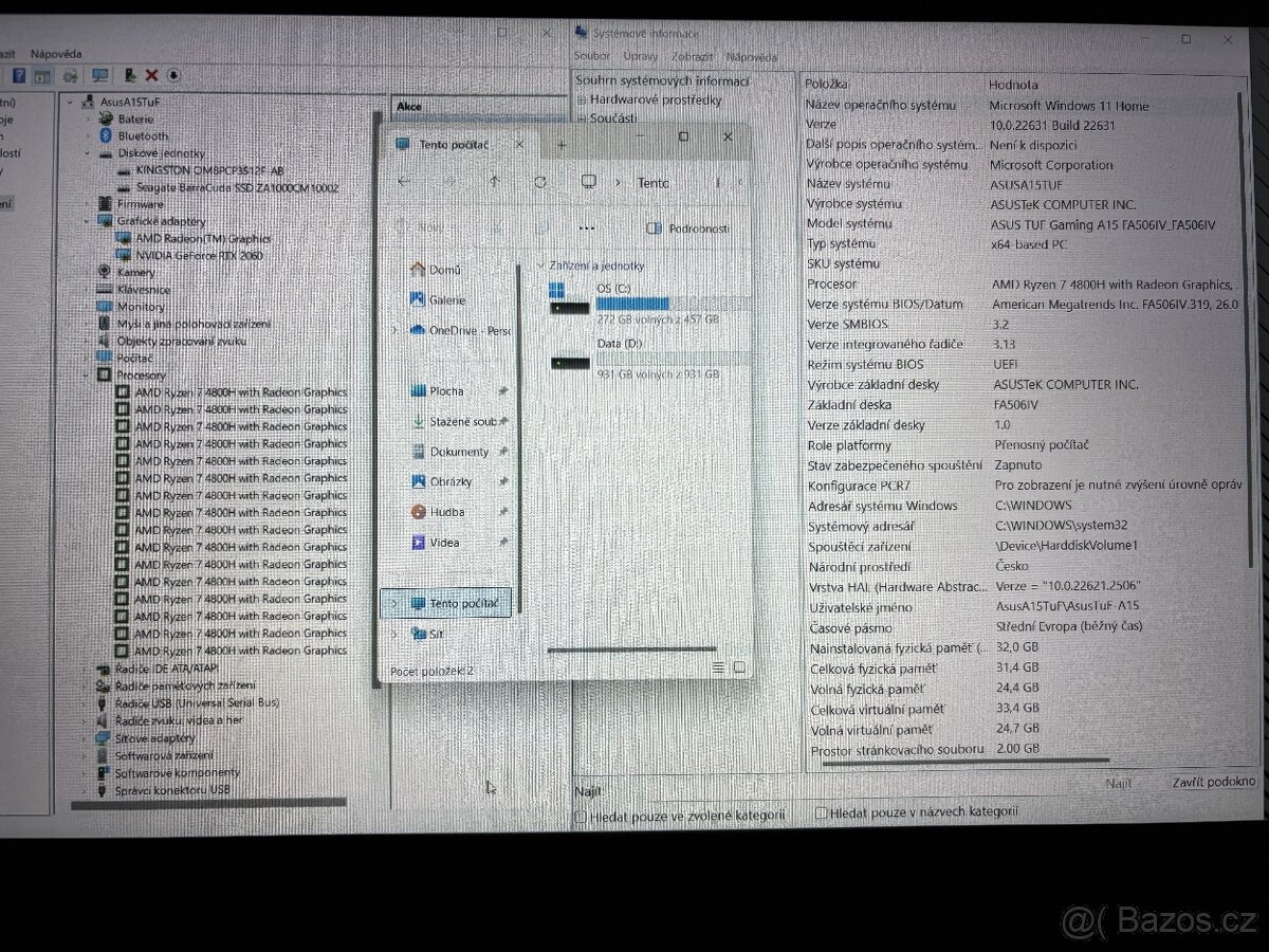 Herní notebook ASUS TUF FA506IV Ryzen 7, 32 GB RAM, RTX 2060 - 6