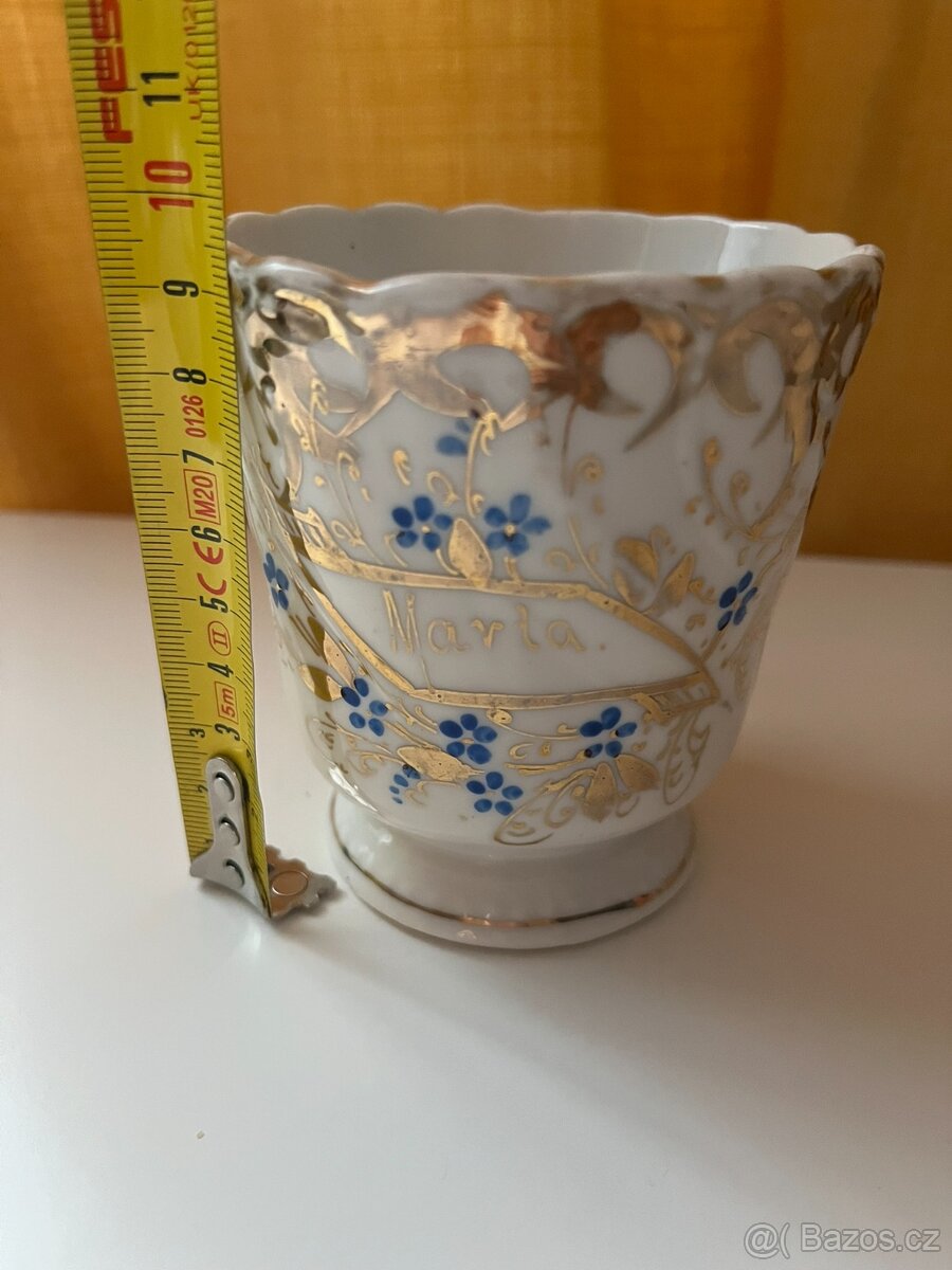 Starý hrneček, zlacený, nápis Marta - 6