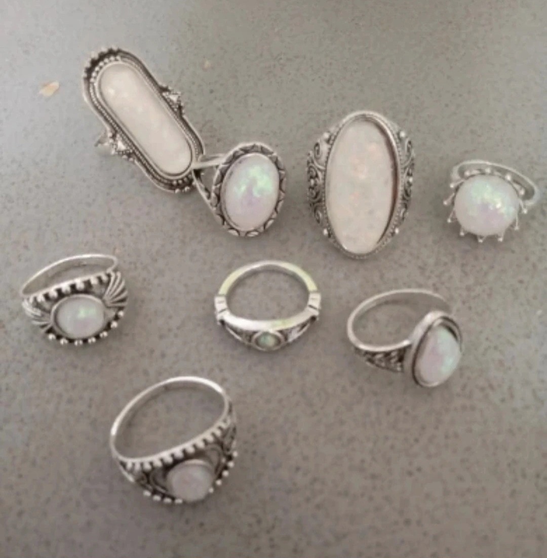 Nová sada souprava bižuterní 8 ks prstynku perletove - 6