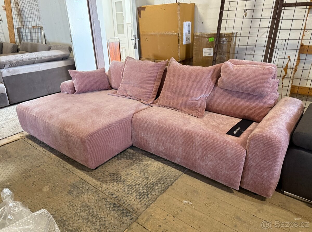 Rohová sedačka elektr. polohování růž. NOVÁ 2. j. - 6