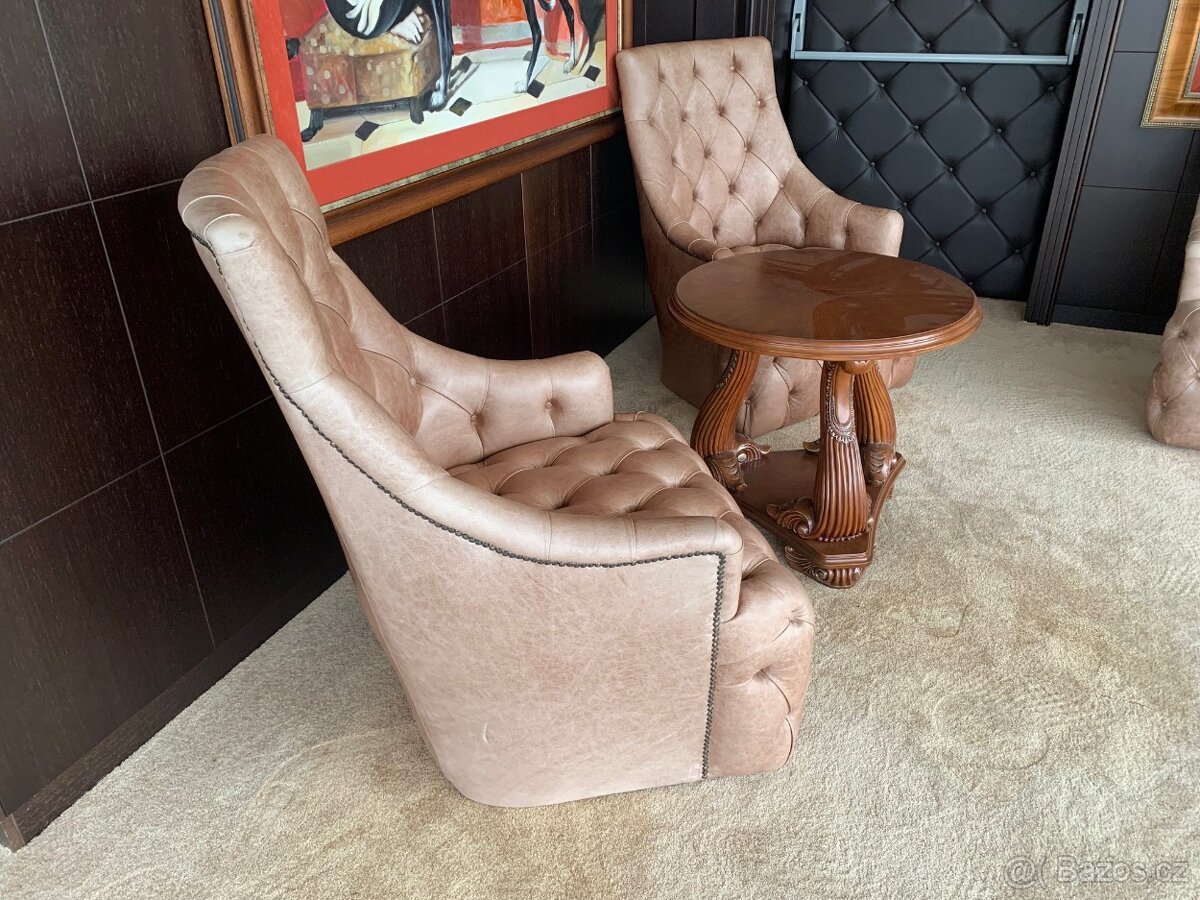 ANGLICKÁ SEDACÍ SOUPRAVA - NOVÁ, BÉŽOVÁ - 6