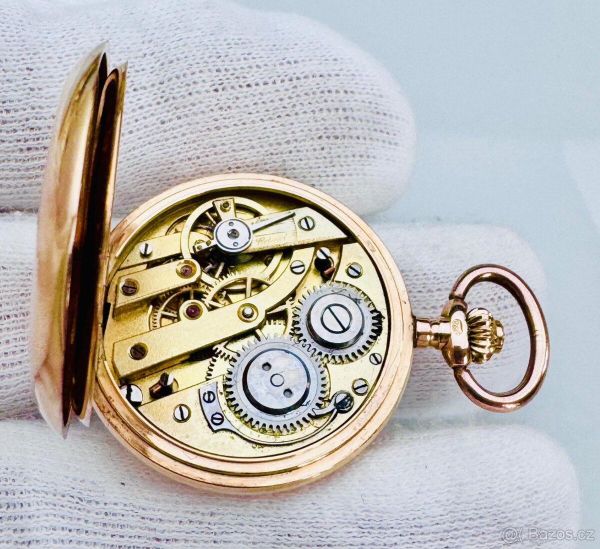 14K CELO ZLATÉ TŘÍPLÁŠŤOVÉ KAPESNÍ HODINKY GRAZIOSA - 6