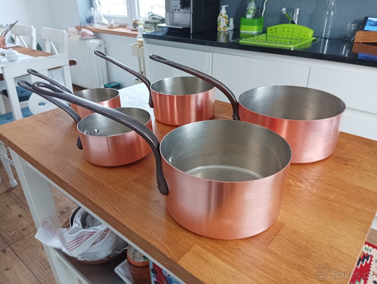 VINTAGE KVALITNÍ MĚDĚNÉ HRNCE TOURNUS FRANCIE 70.LÉTA - 6