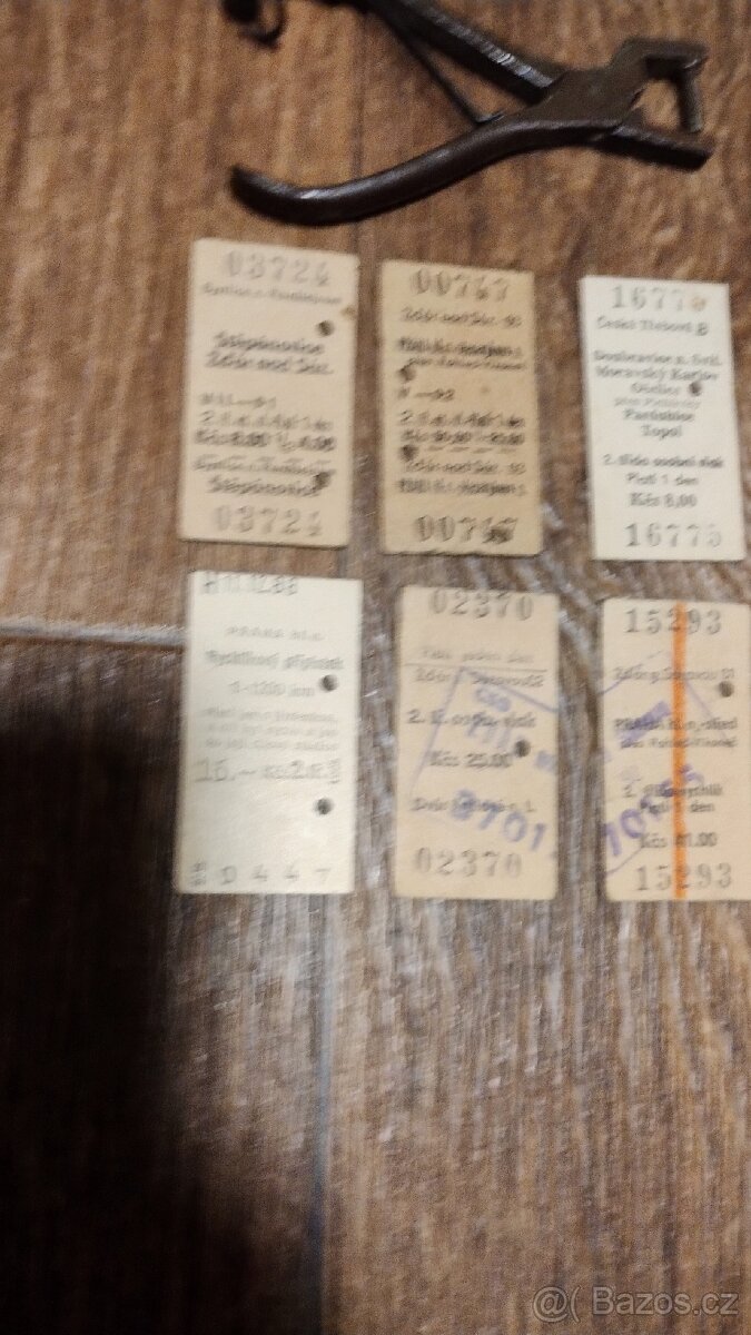 Kleště a 6 ks jízdenek na ČSD - 6