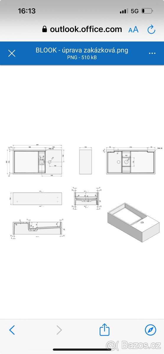 Umyvadlo BLOOK-WW-03 - NOVÉ (zakázková úprava) - 6