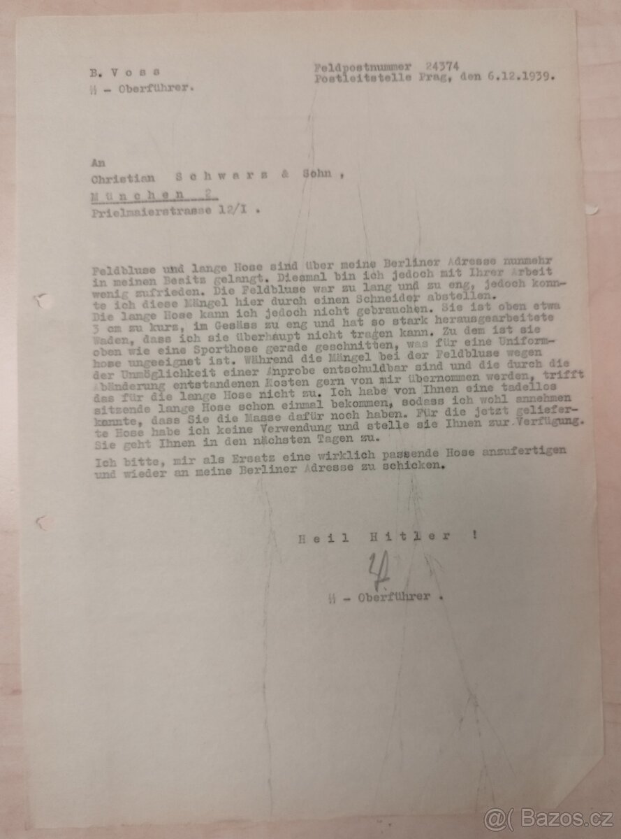 DOKUMENTY PO GENERÁL SS BERNHARD VOSS 4 - 6