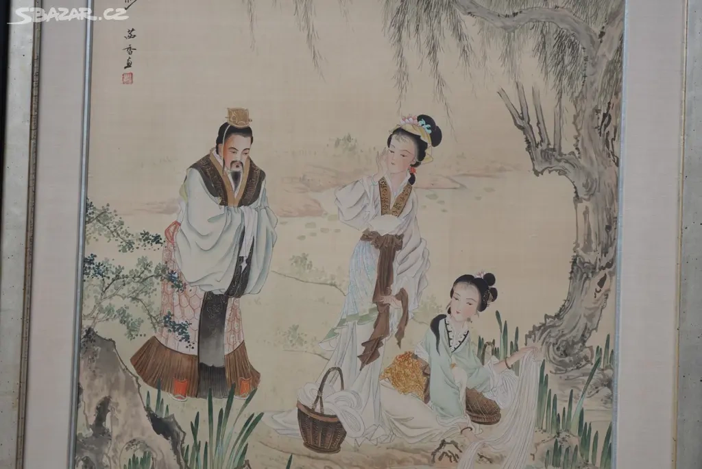 Krásný veliký starožitný malovaný obraz originál - 6