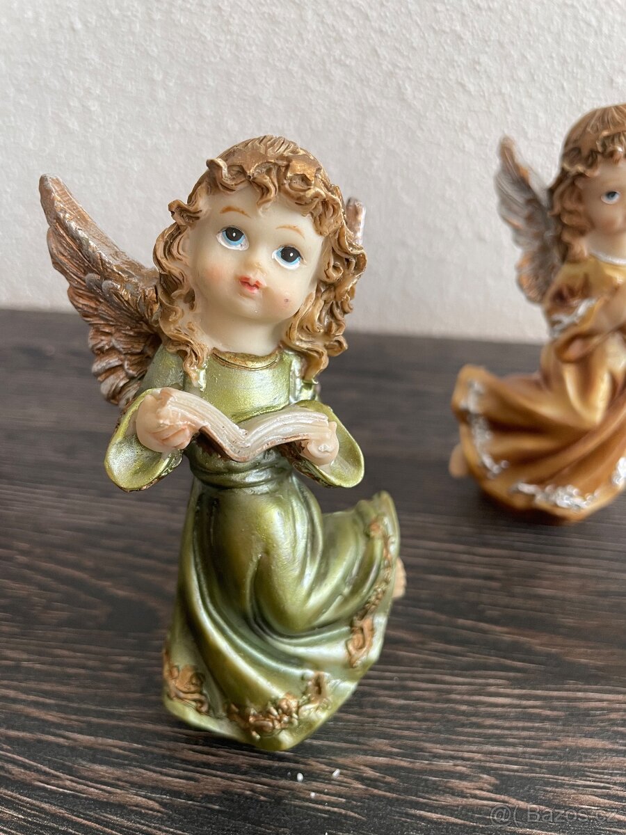 Luxusní set porcelánových 🎄 vánočních andělíčků 🔔 zvonečků - 6