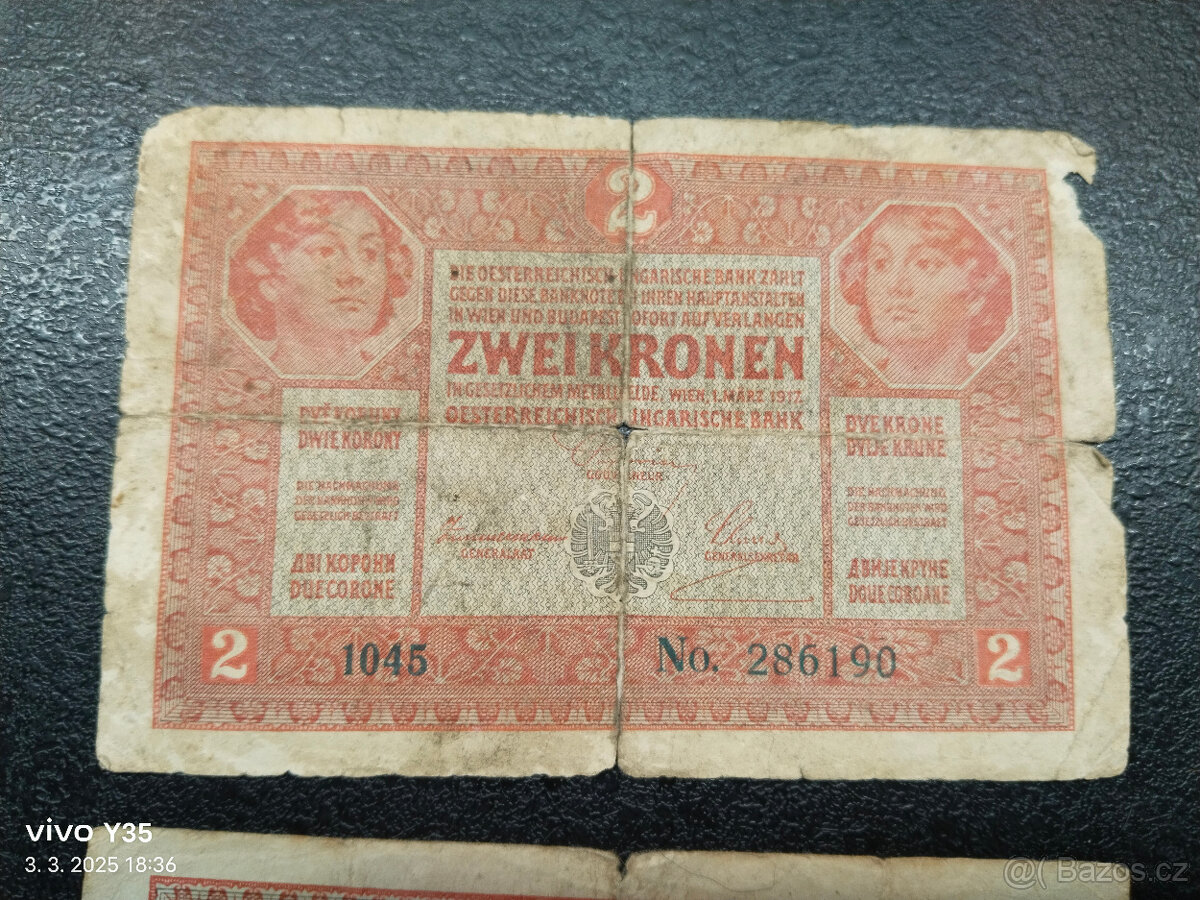 Bankovky 1.republika s prozatimní kolkem Československo - 6