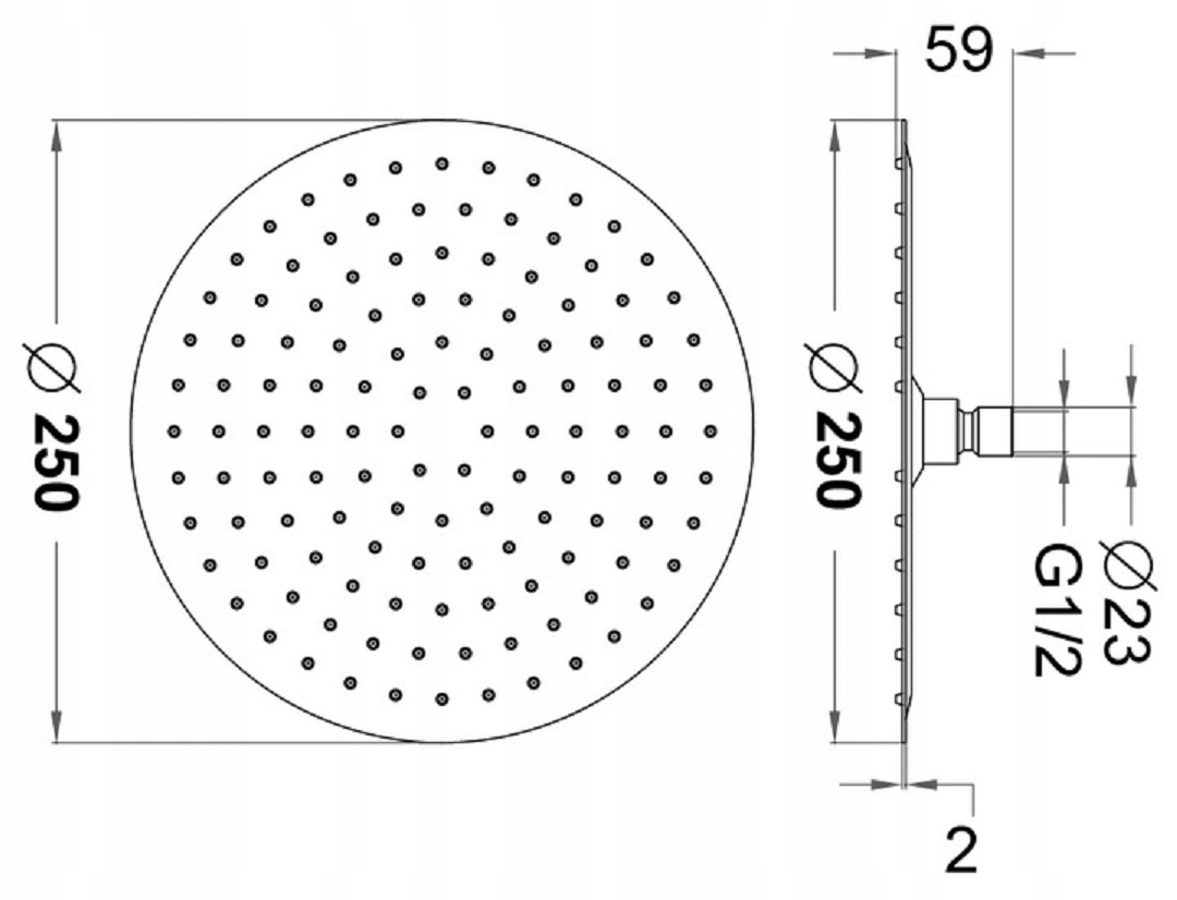 Dešťová sprchová hlavice Bonade chrom 250 mm - 6