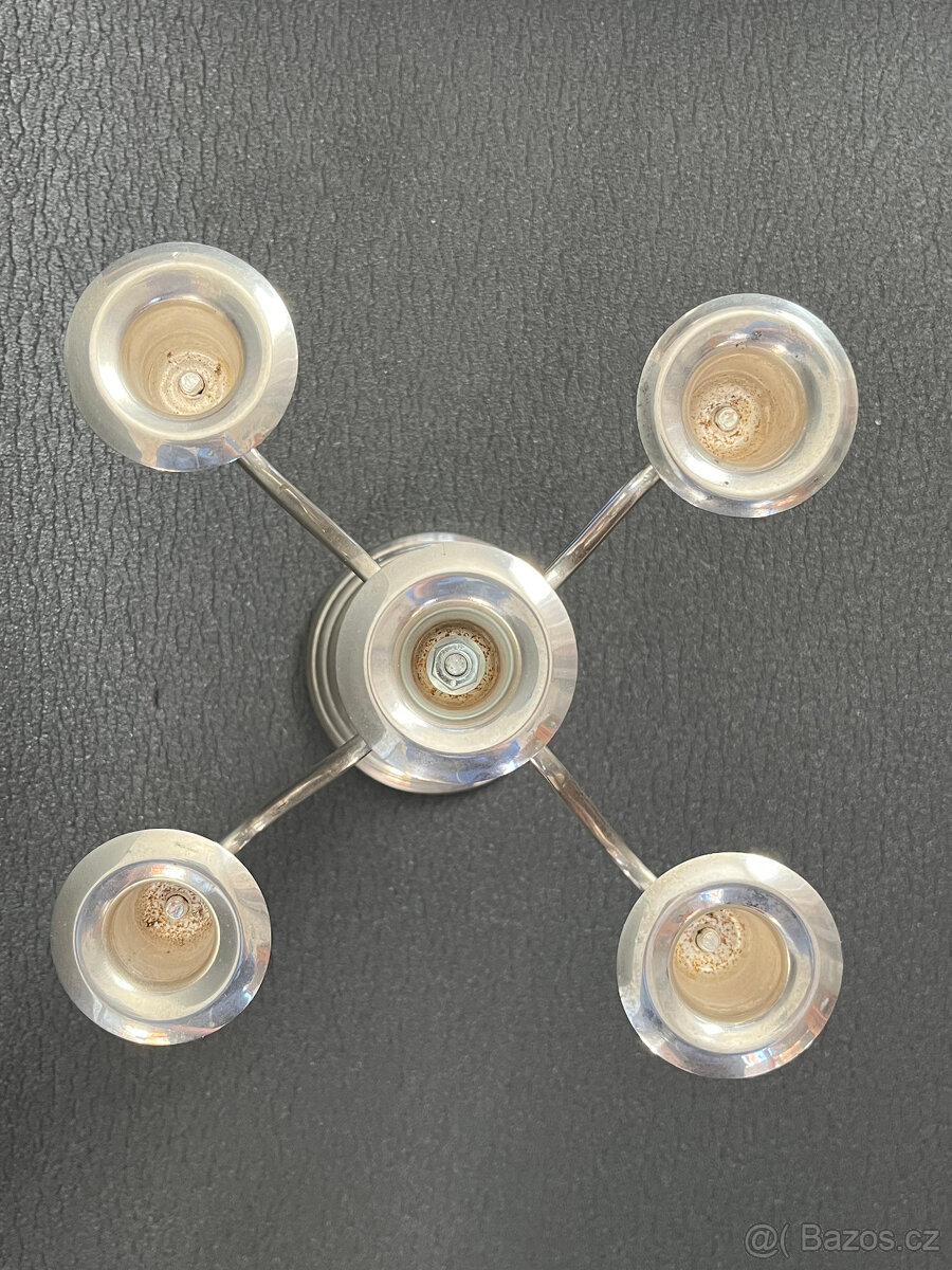 Pětiramenný stolní svícen 18.5 cm, stříbrný kov - 6