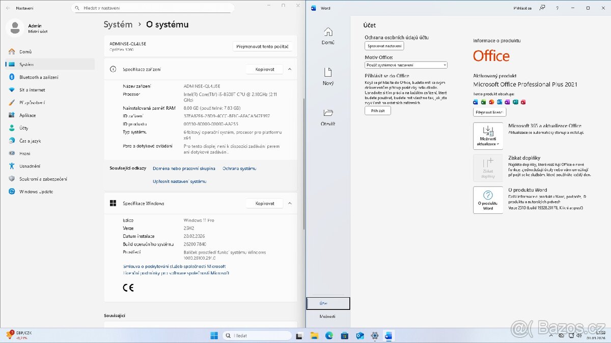 Dell OptiPlex Micro 3060 - i5-8500T/8GB RAM/256GB +Office - 6