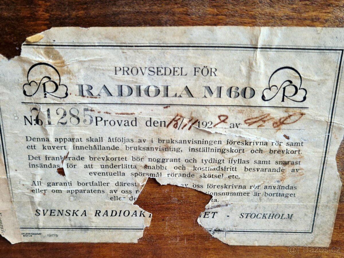 Starožitné rádio Radiola M60, 1927-1928 - 6