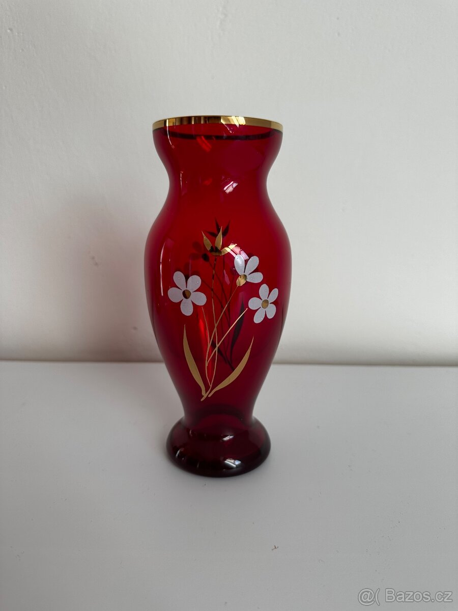 Sada tmavě červeného skla Bohemia Glass - 6