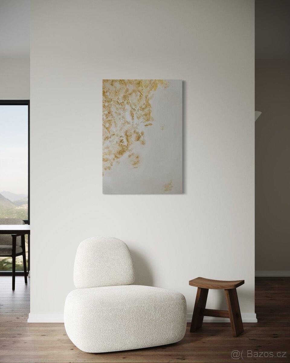 Abstraktní 3D zlatý obraz - 100x70 - 6